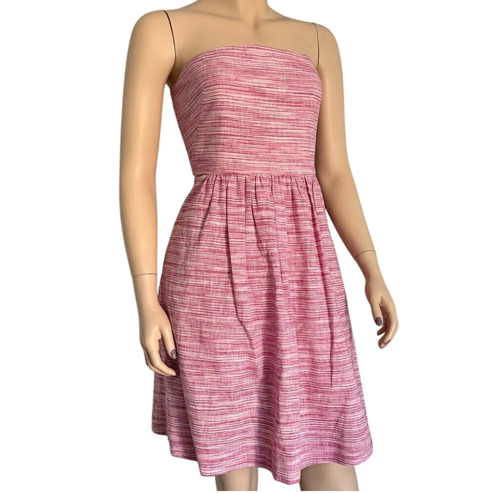 Banana Republic Cotton Candy striped strapless linen cotton dress size‎ 6 petite